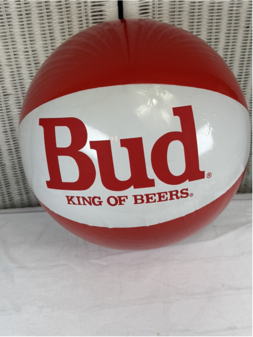 Vintage Budweiser Bud King of Beers Inflatable Beach Ball Beer Advertising Promo